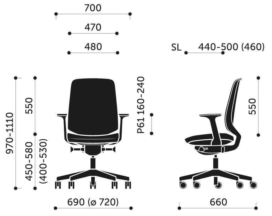 Wymiary fotela obrotowego